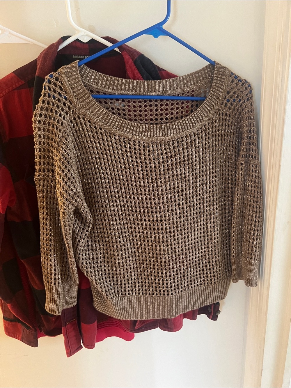 Wet Seal Open-Knit Taupe Crewneck Sweater